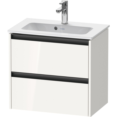 Duravit Ketho 2 wastafelonderbouwkast met 2 laden 61x39x54.9cm met grepen antraciet hoogglans wit