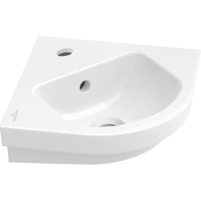 Villeroy en Boch Subway 2.0 hoekfontein 32x32cm 1 kraangat met overloop ceramic+ wit