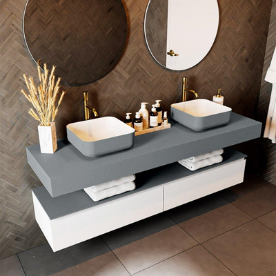 Mondiaz TOP 51 Vrijhangend Topblad - 170x51x12cm - geschikt voor waskom - Solid surface - Plata