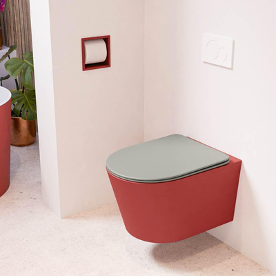 MONDIAZ LAVIE wandclosetpack - 36x53cm - diepspoel - rimless - Fire (rood) - softclose - quick-release - toiletzitting - Smoke (grijs)