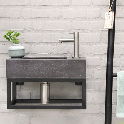 Differnz Handdoekrek Voor fontein 37.5 x 18.5 cm powder coated steel zwart