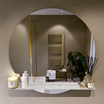 Mondiaz SPOT Badkamerspiegel - rond 100cm - spiegelplanchet - kleur Glace