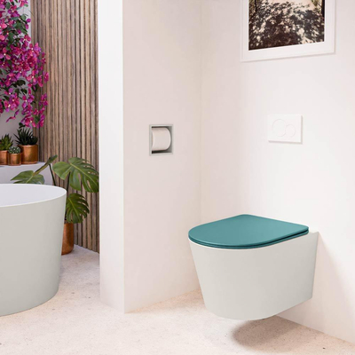 MONDIAZ LAVIE wandclosetpack - 36x53cm - diepspoel - rimless - Linen (offwhite) - softclose - quick-release - toiletzitting - Smag (blauw)