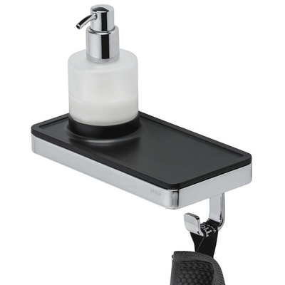 Geesa Frame Zeepdispenser met planchet en handdoekhaak Zwart / Chroom