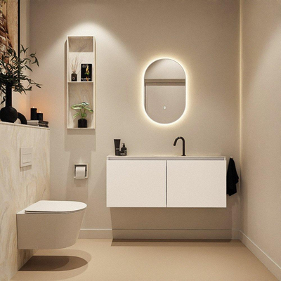 MONDIAZ TURE-DLUX 120cm toiletmeubel Talc. EDEN wastafel Ostra positie midden. Met 1 kraangat.