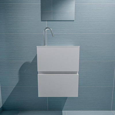 MONDIAZ ADA Toiletmeubel - 40x30x50cm - 1 kraangat - 2 lades - talc mat - wasbak rechts - Solid surface - Wit