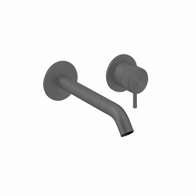 Crosswater 3ONE6 Wastafelkraan inbouw - gebogen uitloop 18cm - 1 knop - slate (gunmetal)