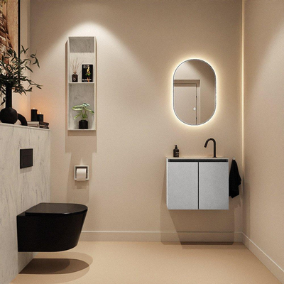 MONDIAZ TURE-DLUX 60cm toiletmeubel Plata. EDEN wastafel Opalo positie midden. Met 1 kraangat.