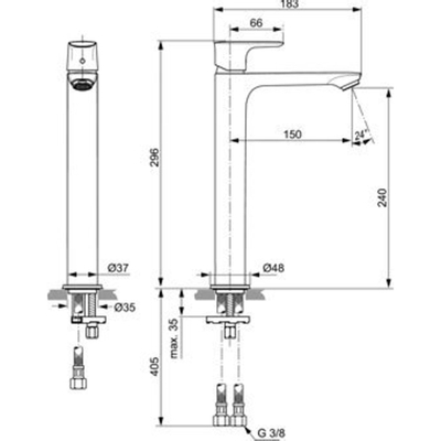 Ideal Standard Wastafelmengkraan (opbouw)