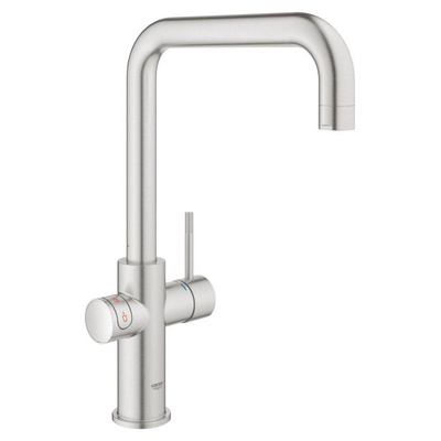 GROHE Red Keukenkraan - hoog - 3 in 1 - u uitloop - l size boiler - supersteel geborsteld