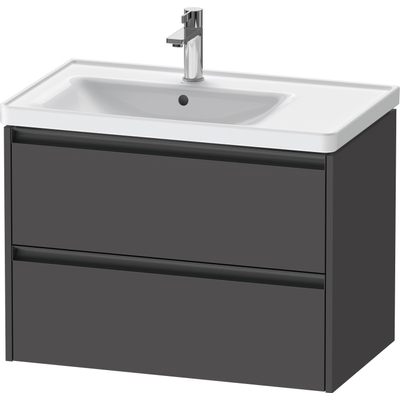 Duravit Ketho 2 wastafelonderbouwkast met 2 laden voor waskom links 78.4x45.5x54.9cm met grepen antraciet grafiet mat