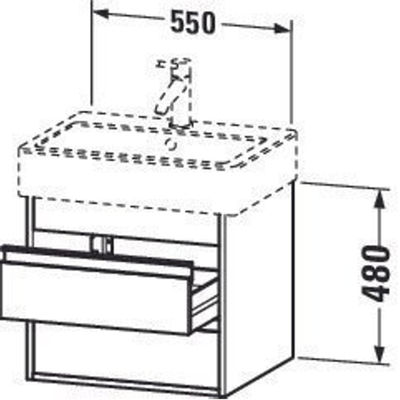 Duravit Ketho Wastafelonderkast 55x44x48cm Standaard greep met softclose spaanplaat Basalt Mat