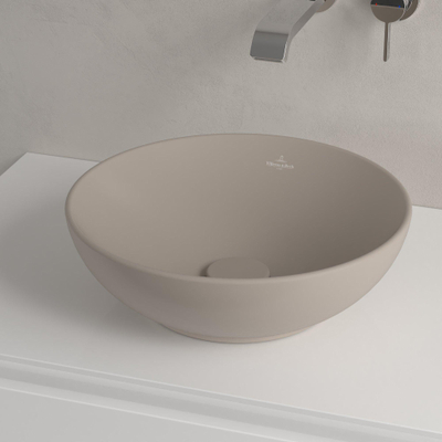 Villeroy & Boch Loop & Friends Opzetwastafel - 38 x 38 x 12 cm - Almond CeramicPlus - zonder overloop