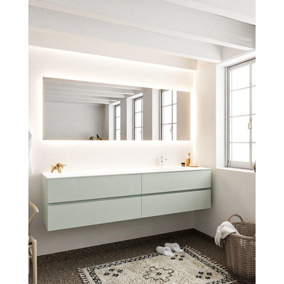 MONDIAZ VICA Badkamermeubelset - 200cm - 4 lades - wasbak Cloud rechts - 1 kraangat - solid surface greey