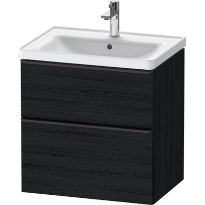 Duravit D-Neo wastafelonderkast 63.4x62.5x45.2cm 2 lades Eiken (zwart) Mat