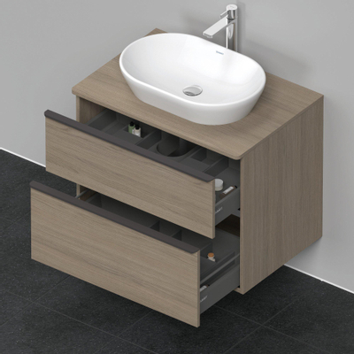 Duravit D-Neo wastafelonderkast 80x66.4x55cm 2 lades Eiken (terra) Mat