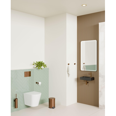 Fortifura Fuente fonteinset - 40x22x9cm - 1 kraangat - natuursteen - fonteinkraan koper - zwart