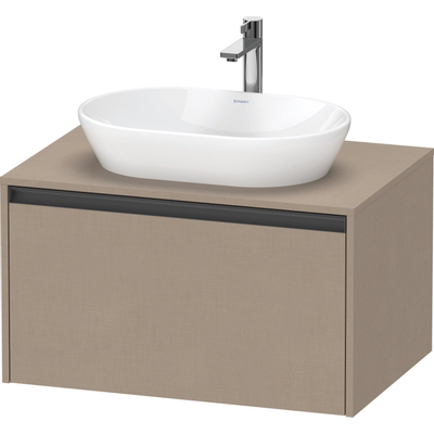 Duravit Ketho 2 wastafelonderbouwkast incl. consoleplaat met 1 lade 80x55x45.9cm met handgreep antraciet Linnen mat