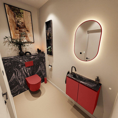 MONDIAZ TURE-DLUX 60cm toiletmeubel Fire. EDEN wastafel Lava positie links. Met 1 kraangat.