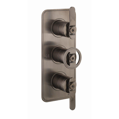 Crosswater Union douchekraan - 3 handgrepen - hendel - met inbouwdeel - verticaal - zwart chroom