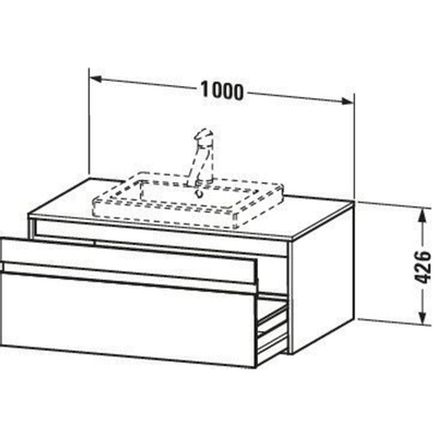 Duravit Ketho Wastafelonderkast 100x55.5x42.6cm 1 lade Standaard greep met softclose spaanplaat Basalt Mat