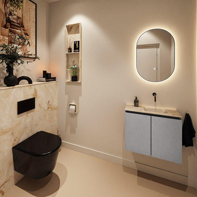 MONDIAZ TURE-DLUX 60cm toiletmeubel Plata. EDEN wastafel Frappe positie rechts. Zonder kraangat.