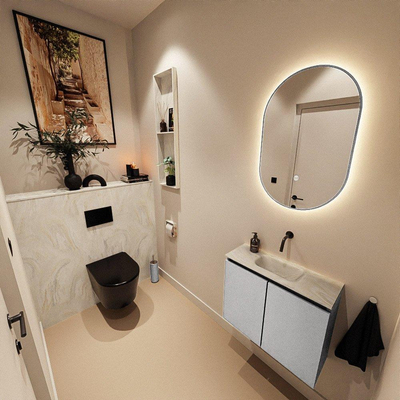 MONDIAZ TURE-DLUX 60cm toiletmeubel Plata. EDEN wastafel Ostra positie midden. Zonder kraangat.