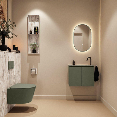 MONDIAZ TURE-DLUX 60cm toiletmeubel Army. EDEN wastafel Glace positie rechts. Met 1 kraangat.