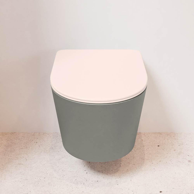 MONDIAZ LAVIE wandclosetpack - 36x53cm - diepspoel - rimless - Smoke (grijs) - softclose - quick-release - toiletzitting - Rosee (roze)