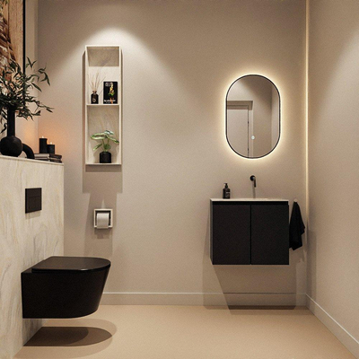 MONDIAZ TURE-DLUX 60cm toiletmeubel Urban. EDEN wastafel Ostra positie rechts. Zonder kraangat.