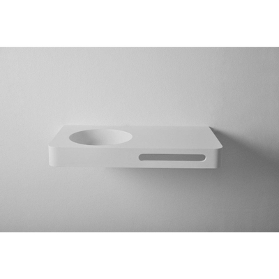 Ideavit Solidbrio Wastafel 90x48x10cm rechthoek 0 kraangaten 1 wasbak met handdoekhouder Solid surface wit