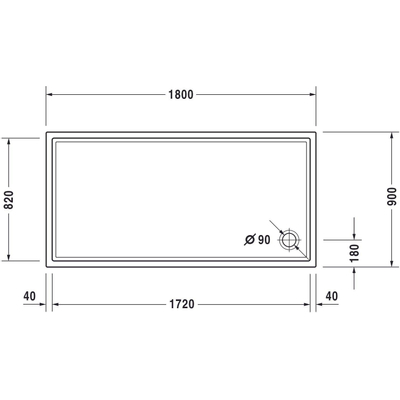 Duravit Starck slimline douchebak 180x90x2cm antislip wit