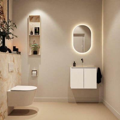MONDIAZ TURE-DLUX 60cm toiletmeubel Talc. EDEN wastafel Frappe positie midden. Zonder kraangat.
