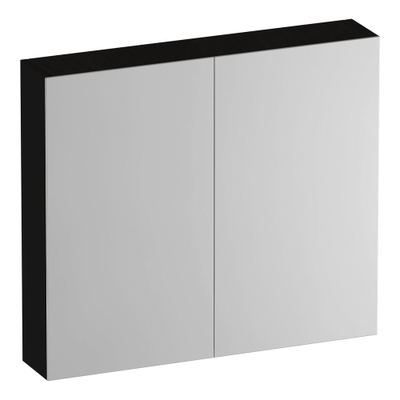 BRAUER Impress Deluxe spiegelkast - 80x70x15cm - interne en externe verlichting - 2 dubbelzijdige spiegeldeuren - Timber Black