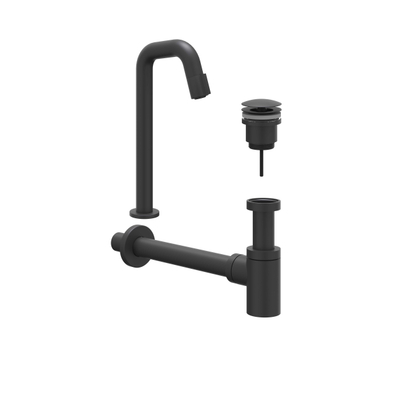 IVY Fonteinset - Contour - opbouw - verhoogd - always open plug - Mat zwart PED