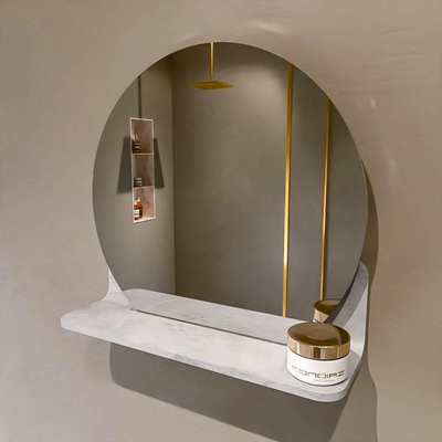 Mondiaz SPOT Badkamerspiegel - rond 40cm - spiegelplanchet - kleur Opalo