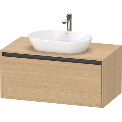 Duravit Ketho 2 wastafelonderbouwkast incl. consoleplaat met 1 lade 100x55x45.9cm met handgreep antraciet natuur eiken mat