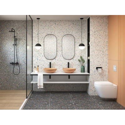 Prissmacer Cerámica Gobi wand- en vloertegel - 60x60cm - 10mm - Vierkant - gerectificeerd - Terrazzo - Wit mat