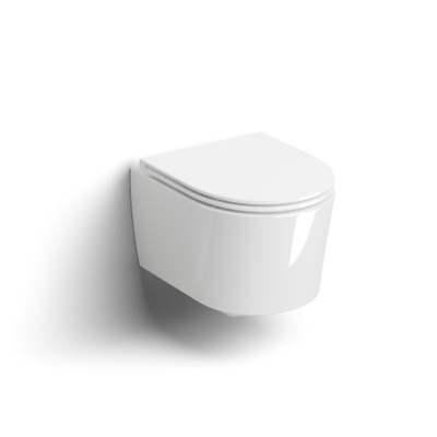 Clou InBe randloze compact wandcloset 36.5x48.6cm softclose met zitting Keramiek Wit glans