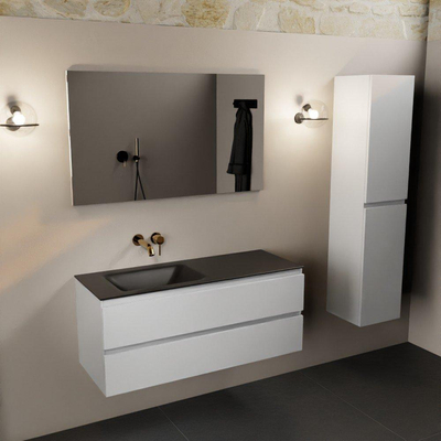 Mondiaz Aivy badmeubelset - 120x45x50cm - 0 kraangaten - 1 wasbak urban Solid surface - Links - 2 lades - Zonder spiegel - MDF Talc