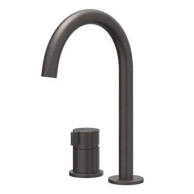 IVY Tribe Wastafelmengkraan - 2-gats - bladmontage - uitloop - coldstart - RVS316 - geborsteld carbon black PVD