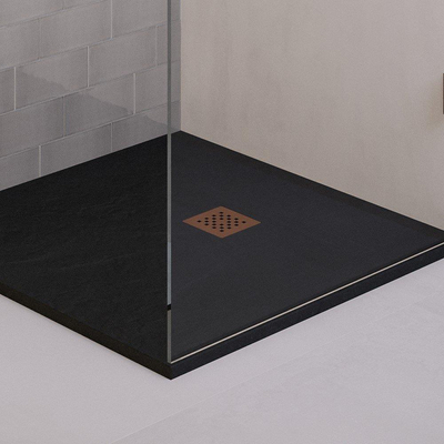 BRAUER Relievo Crag Afvoerrooster - 13.1x13.1x1cm - Koper geborsteld