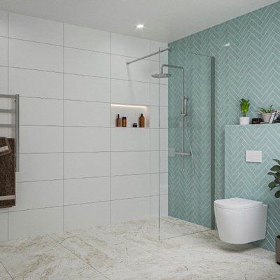 Fortifura Galeria inloopdouche - 70x200cm - helder glas - wandarm - chroom