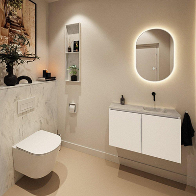 MONDIAZ TURE-DLUX 80cm toiletmeubel Talc. EDEN wastafel Opalo positie rechts. Zonder kraangat.