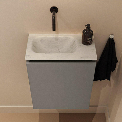 MONDIAZ TURE-DLUX 40cm toiletmeubel Smoke. EDEN wastafel Opalo positie links. Zonder kraangat.