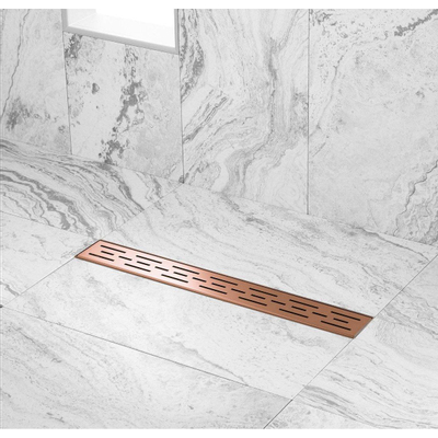 Wiesbaden douchegoot 90x7cm met vloerflens geborsteld koper SHOWROOMMODEL