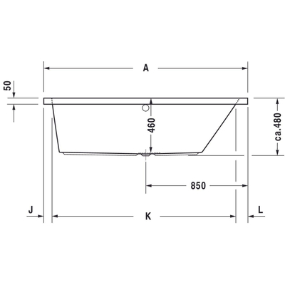 Duravit Vero bad acryl rechthoekig met rugsteun rechts 170x70x46cm wit