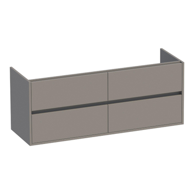 BRAUER Adore wastafelonderkast - 140x46x55cm - 4 softclose lades - greeploos - 2 sifon uitsparingen - mat taupe