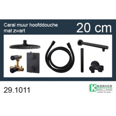 Wiesbaden Caral one-pack inbouwthermostaatset rond type 302 mat zwart 20cm