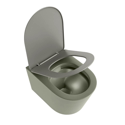 MONDIAZ LAVIE wandclosetpack - 36x53cm - diepspoel - rimless - Army (groen) - softclose - quick-release - toiletzitting - Smoke (grijs)